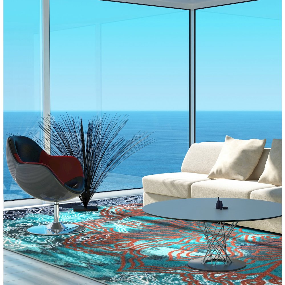First Take Romani 7'8" x 10'9" Area Rug in Color Riviera