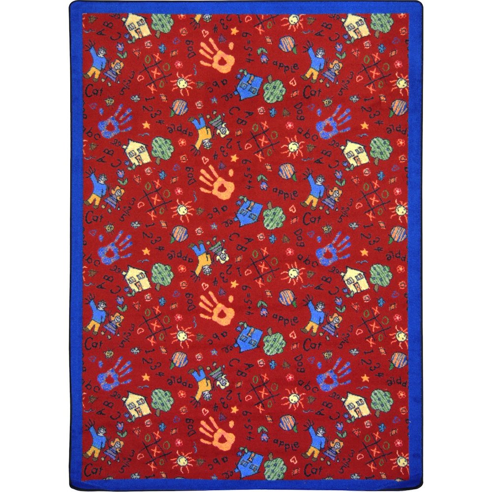 Playful Patterns Scribbles 7'8" x 10'9" Area Rug in Color Red