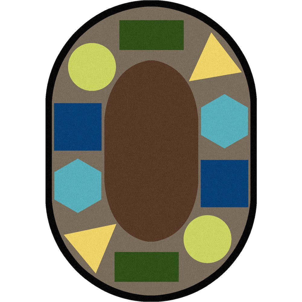 Kid Essentials Sitting Shapes 10'9" x 13'2" Oval Area Rug in Color Earthtone