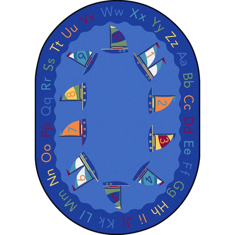 Kid Essentials Smooth Sailing 10'9" x 13'2" Oval Area Rug in Color Multi