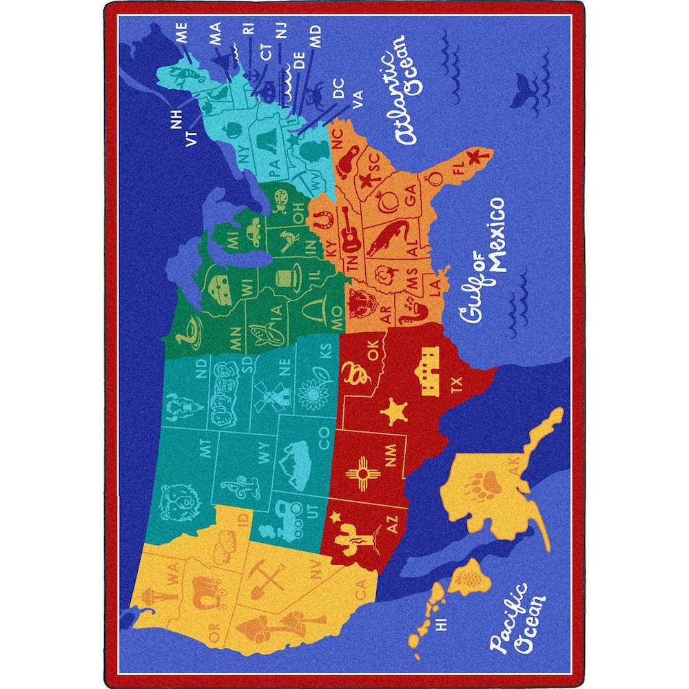 Kid Essentials States of the Nation 10'9" x 13'2" Area Rug in Color Multi
