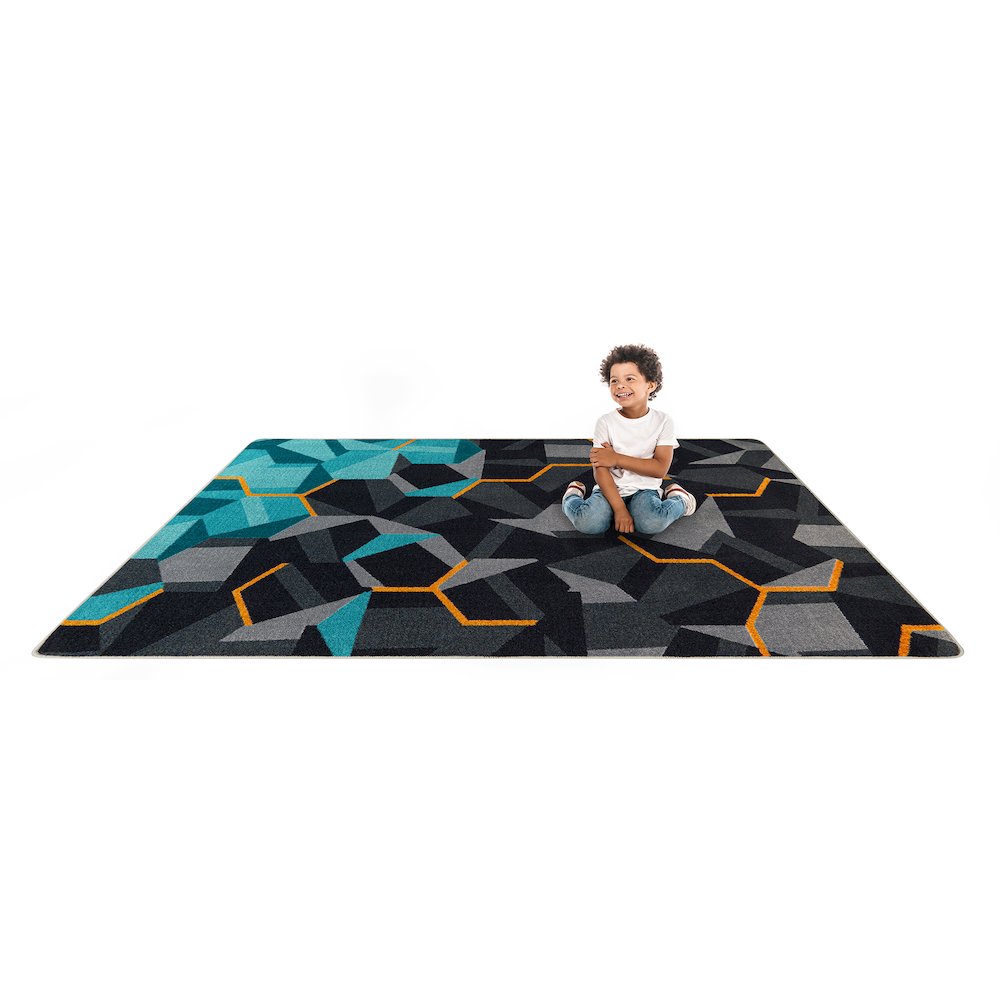 Kid Essentials Stealth 10'9" x 13'2" Area Rug in Color Teal