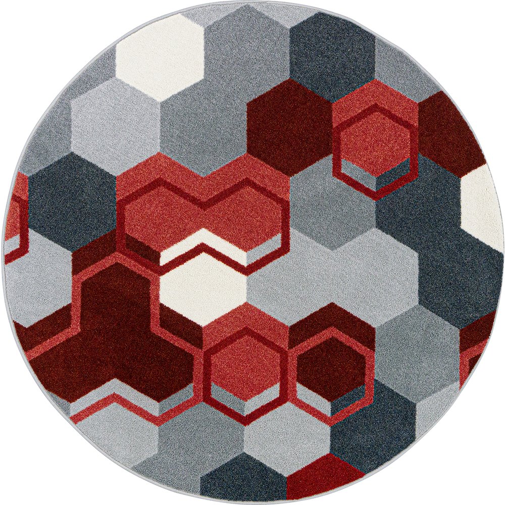 Kid Essentials Team Up 13'2" Round Area Rug in Color Red