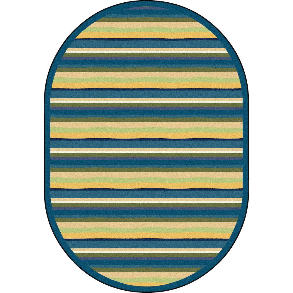 Kid Essentials Yipes Stripes 7'8" x 10'9" Oval Area Rug in Color Bold