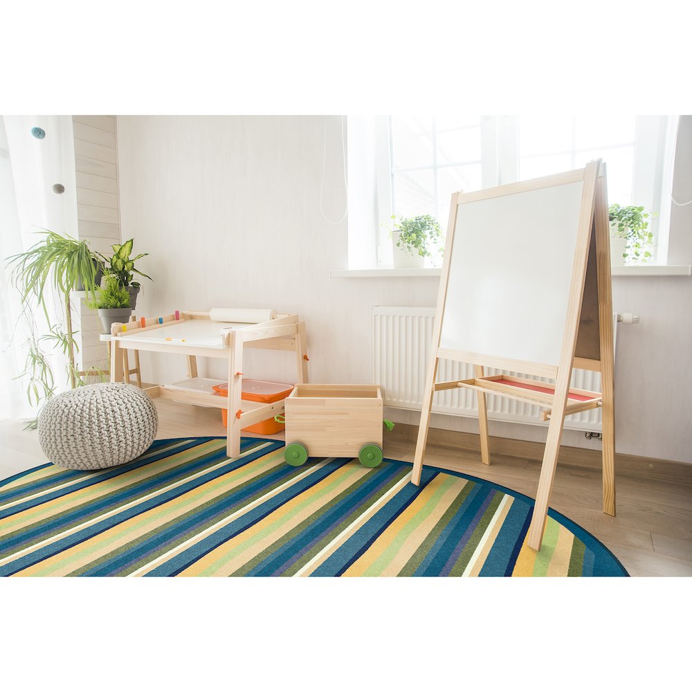 Kid Essentials Yipes Stripes 7'8" x 10'9" Oval Area Rug in Color Bold