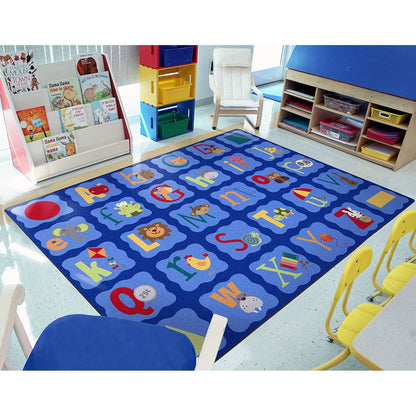 Kid Essentials Alphabet Blues 10'9" x 13'2" Area Rug in Color Multi
