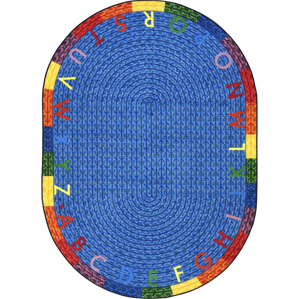 Kid Essentials Alphabet Braid 10'9" x 13'2" Oval Area Rug in Color Multi