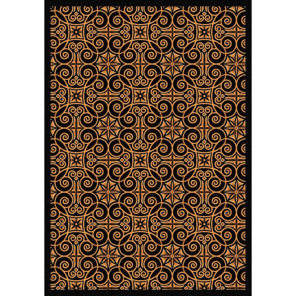 Any Day Matinee Antique Scroll 10'9" x 13'2" Area Rug in Color Black