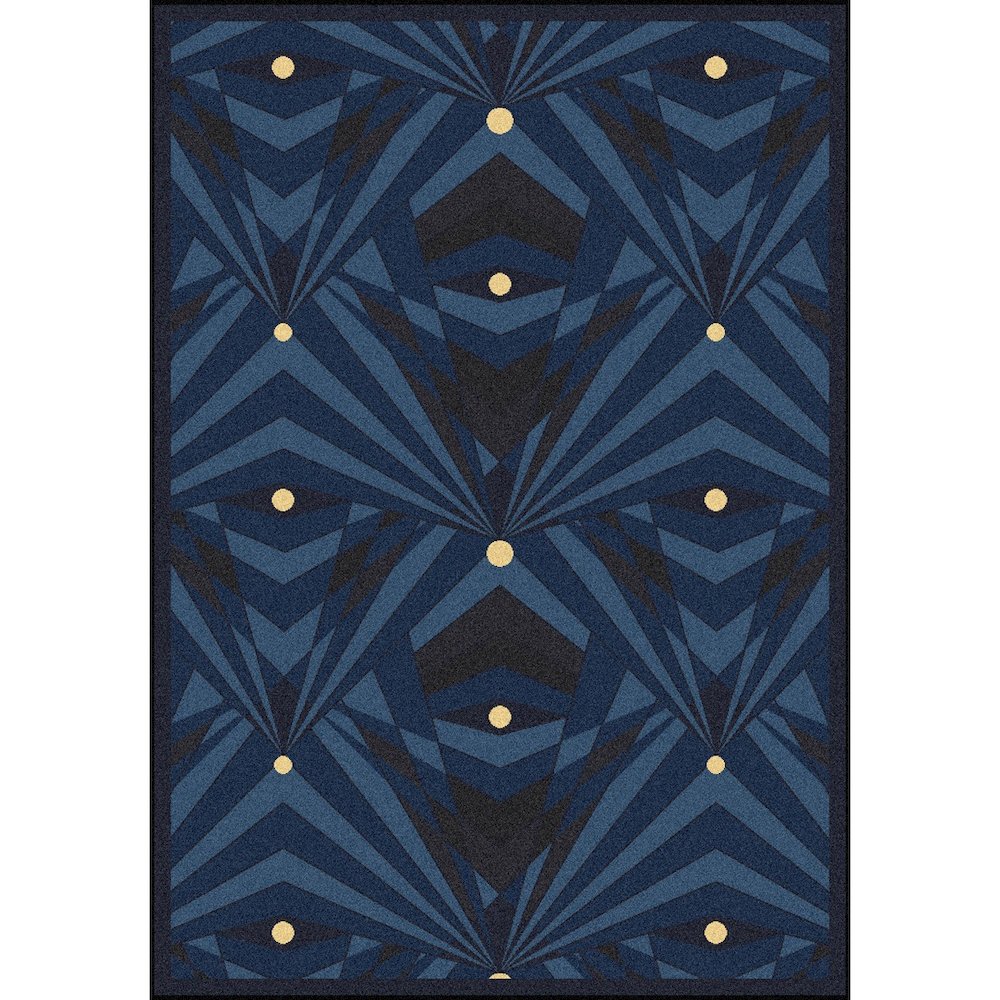 Any Day Matinee Deco Strobe 10'9" x 13'2" Area Rug in Color Navy