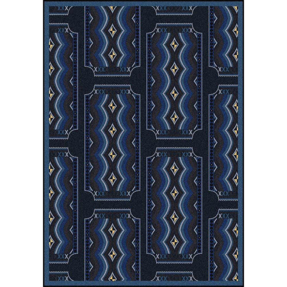 Any Day Matinee Deco Ticket 10'9" x 13'2" Area Rug in Color Blue