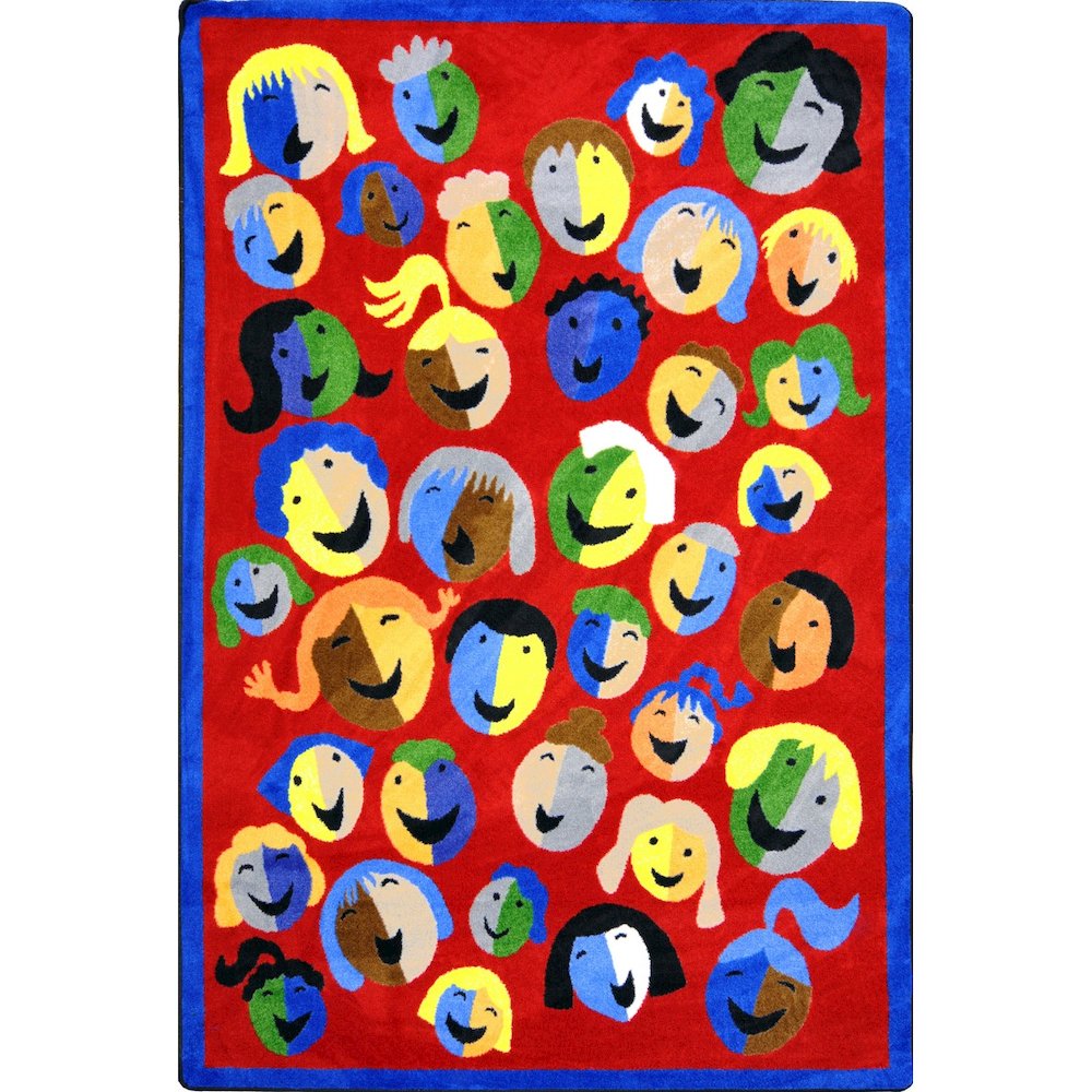 Kid Essentials Joyful Faces 10'9" x 13'2" Area Rug in Color Red