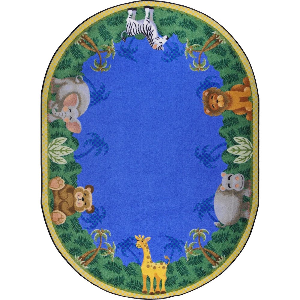 Kid Essentials Jungle Friends 10'9" x 13'2" Oval Area Rug in Color Multi