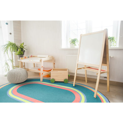 Kid Essentials Ripples 10'9" x 13'2" Oval Area Rug in Color Teen