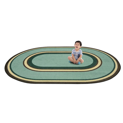 Kid Essentials Ripples 10'9" x 13'2" Oval Area Rug in Color Woodland