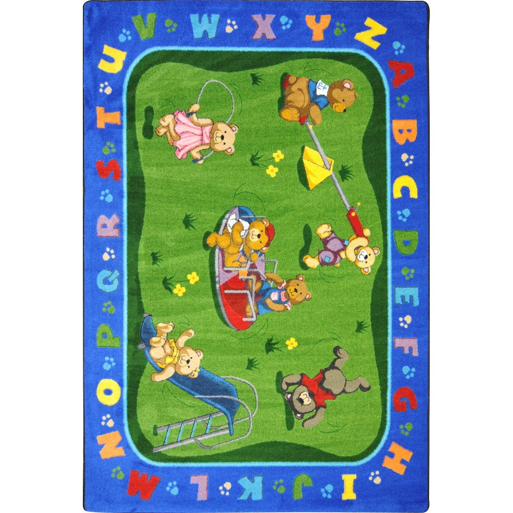 Kid Essentials Teddy Bear Playground 10'9" x 13'2" Area Rug in Color Multi