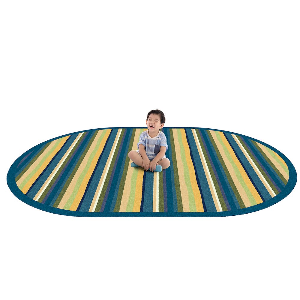 Kid Essentials Yipes Stripes 10'9" x 13'2" Oval Area Rug in Color Bold