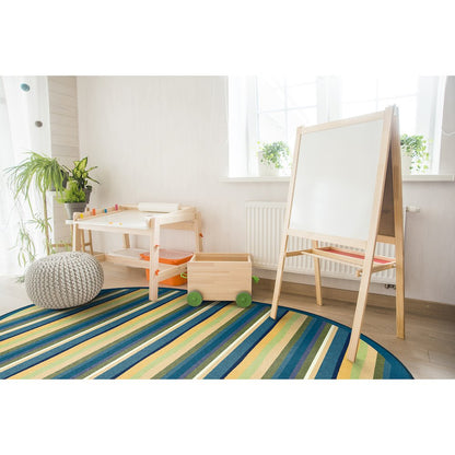 Kid Essentials Yipes Stripes 10'9" x 13'2" Oval Area Rug in Color Bold