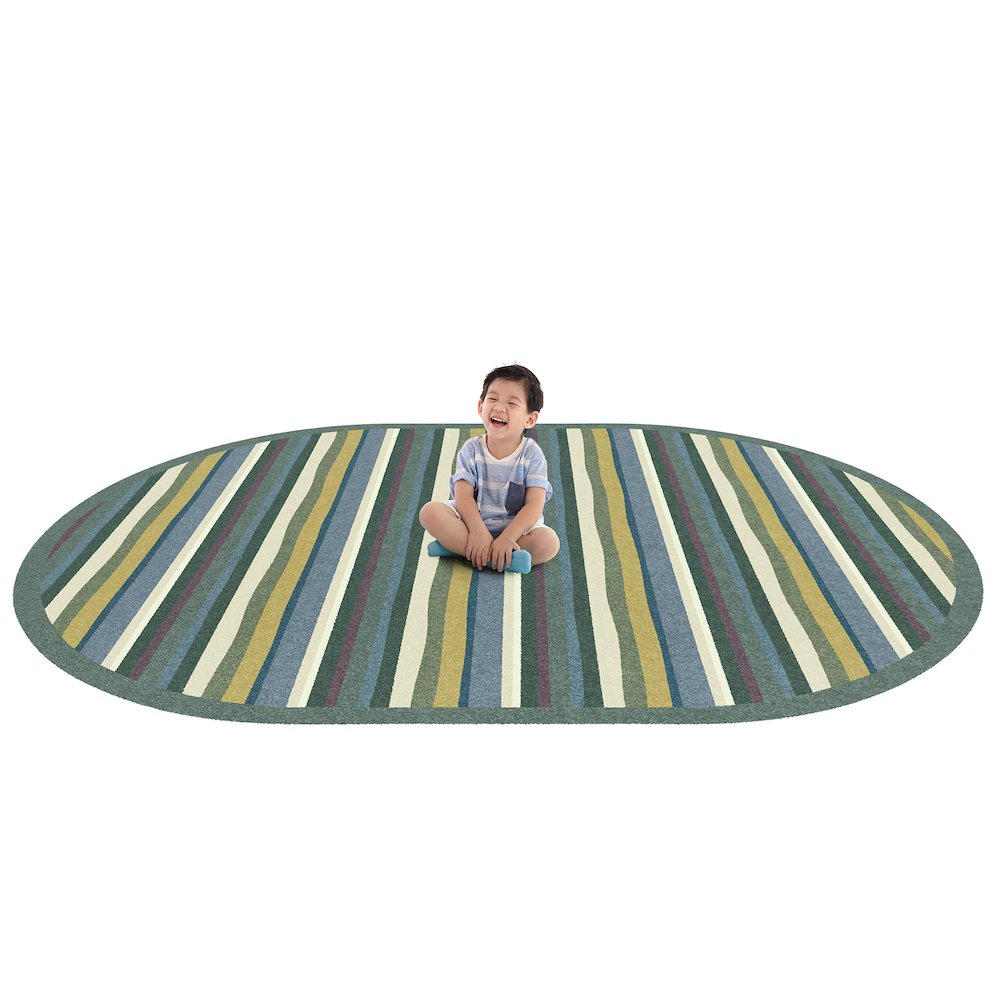Kid Essentials Yipes Stripes 10'9" x 13'2" Oval Area Rug in Color Soft
