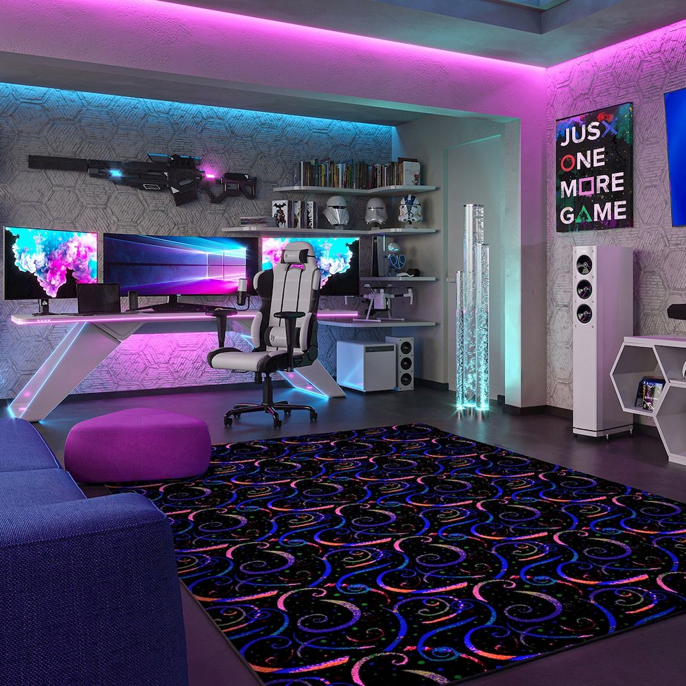 Neon Lights Dynamo 12' x 15' Area Rug in Color Fluorescent
