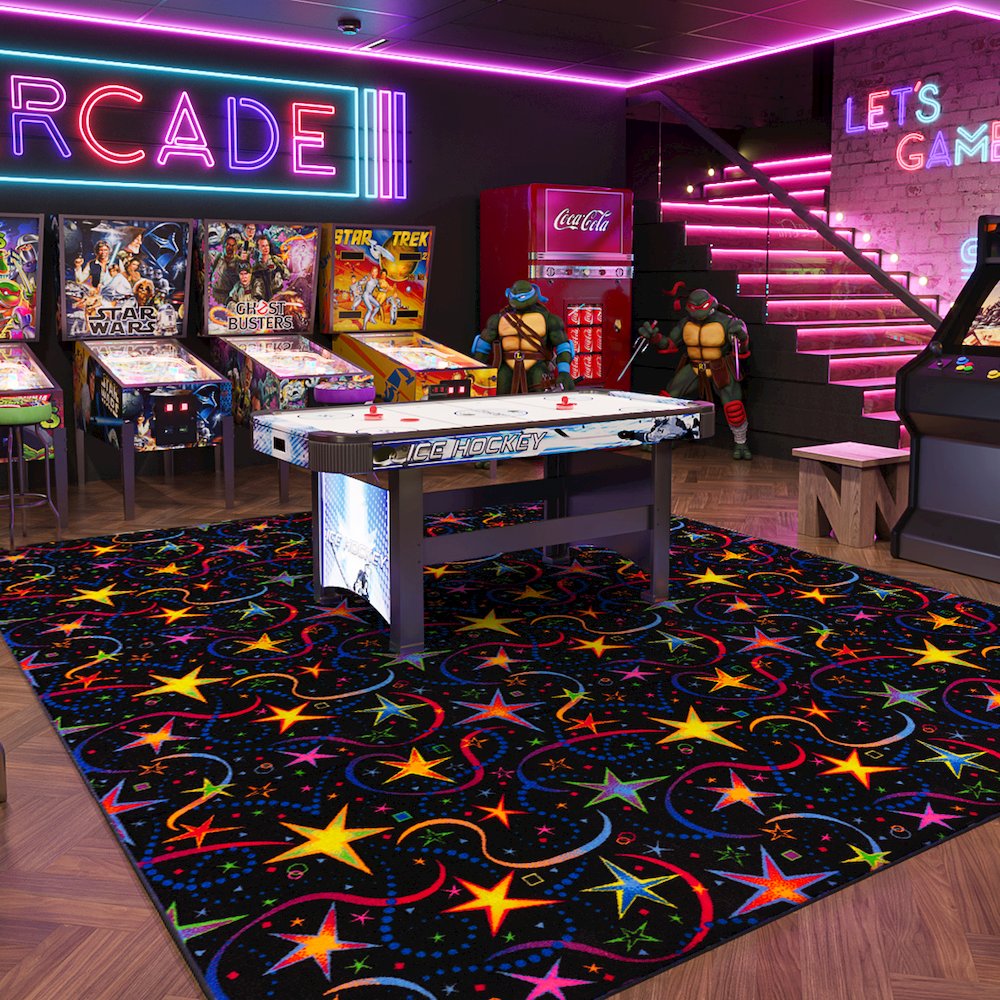 Neon Lights Have A Blast 12' x 15' Area Rug in Color Fluorescent