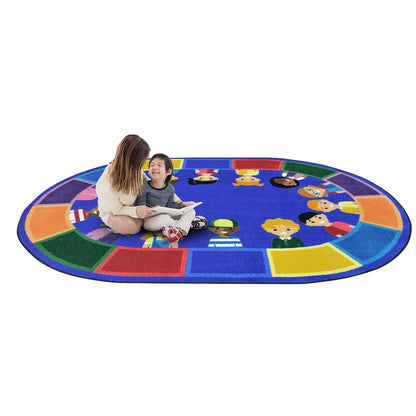 Kid Essentials All of Us Together 10'9" x 13'2" Oval Area Rug in Color Multi