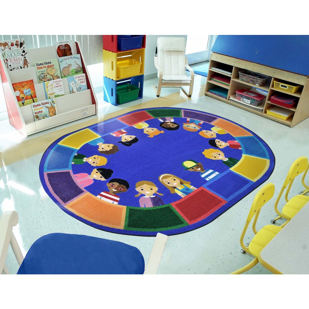 Kid Essentials All of Us Together 10'9" x 13'2" Oval Area Rug in Color Multi