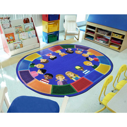 Kid Essentials All of Us Together 10'9" x 13'2" Oval Area Rug in Color Multi