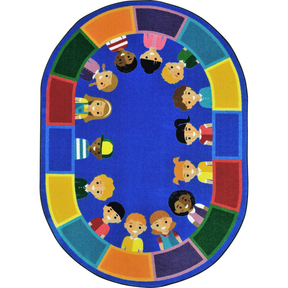Kid Essentials All of Us Together 5'4" x 7'8" Oval Area Rug in Color Multi