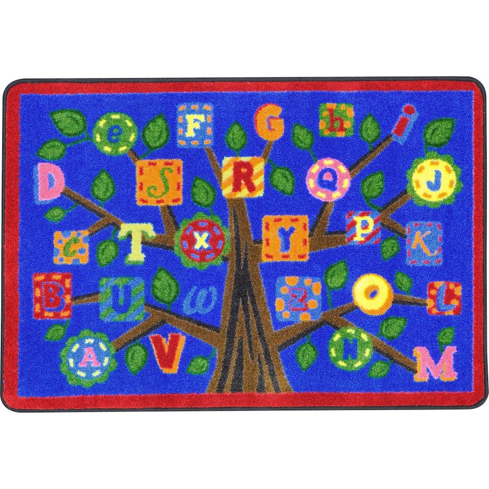 Kid Essentials Alphabet Leaves 2'8" x 3'10" Area Rug in Color Bold