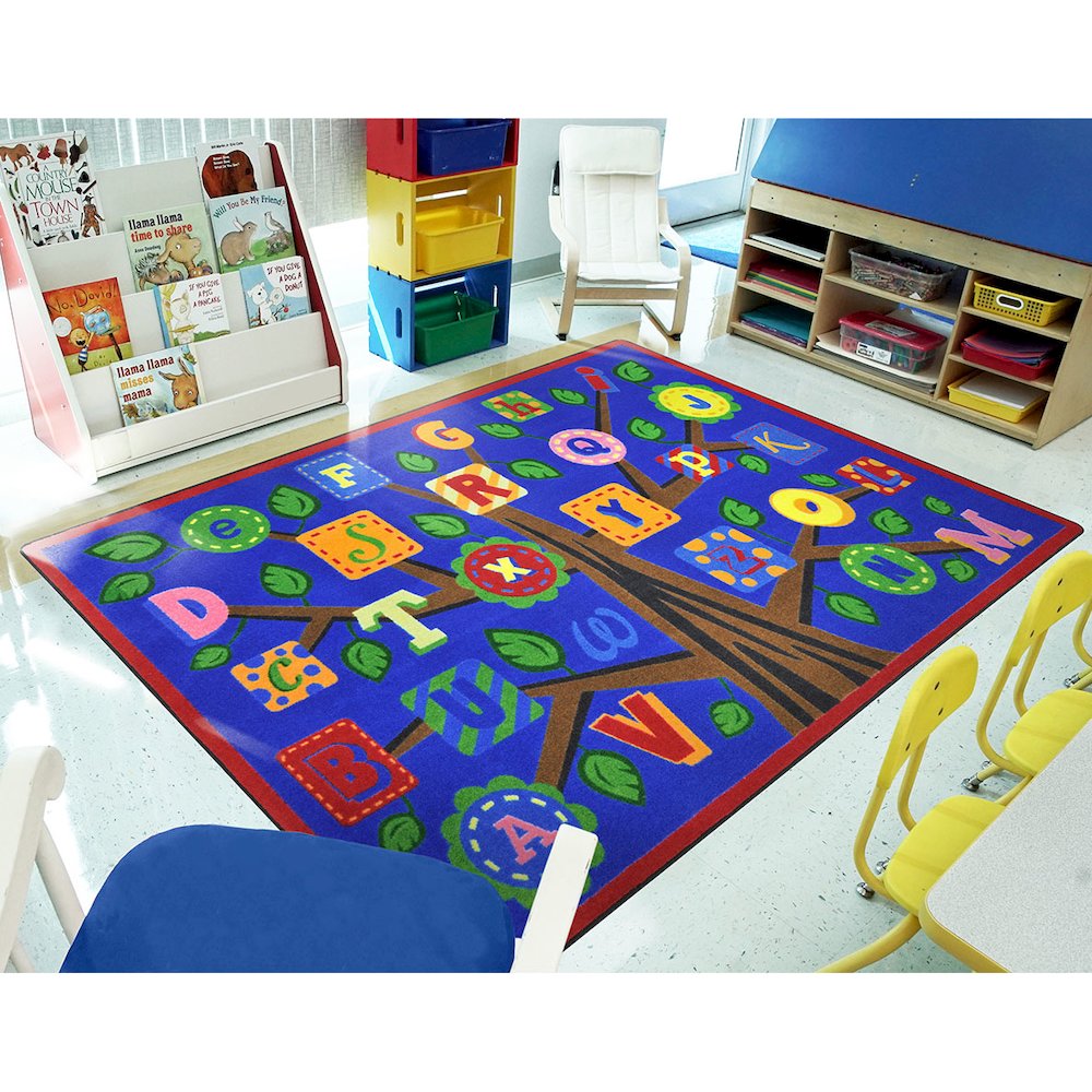 Kid Essentials Alphabet Leaves 2'8" x 3'10" Area Rug in Color Bold