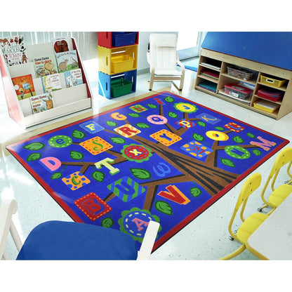 Kid Essentials Alphabet Leaves 2'8" x 3'10" Area Rug in Color Bold