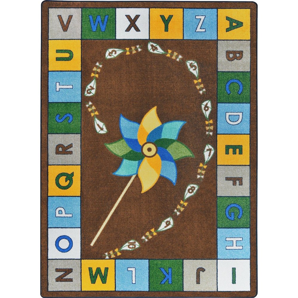 Kid Essentials Alphabet Pinwheel 5'4" x 7'8" Area Rug in Color Earthtone