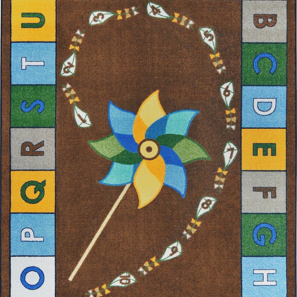Kid Essentials Alphabet Pinwheel 5'4" x 7'8" Area Rug in Color Earthtone