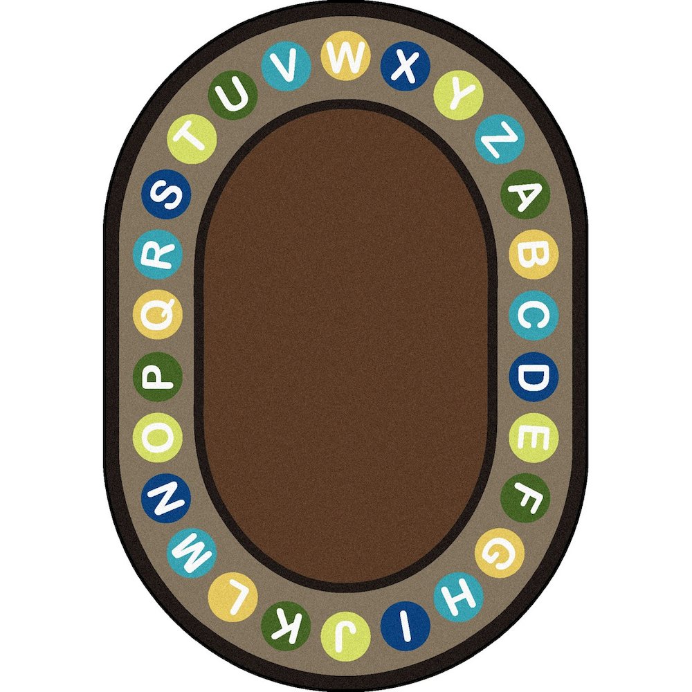 Kid Essentials Alphabet Spots 5'4" x 7'8" Oval Area Rug in Color Earthtone