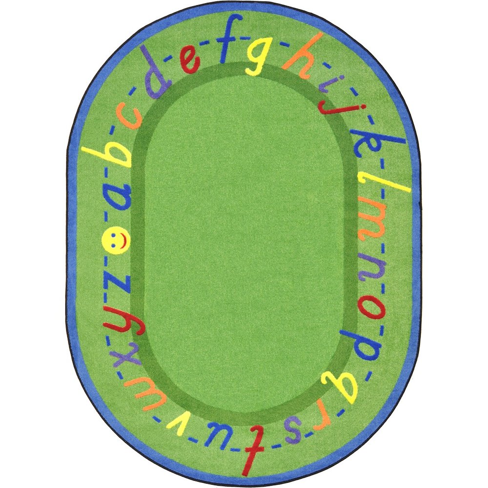 Kid Essentials AlphaScript 5'4" x 7'8" Oval Area Rug in Color Green
