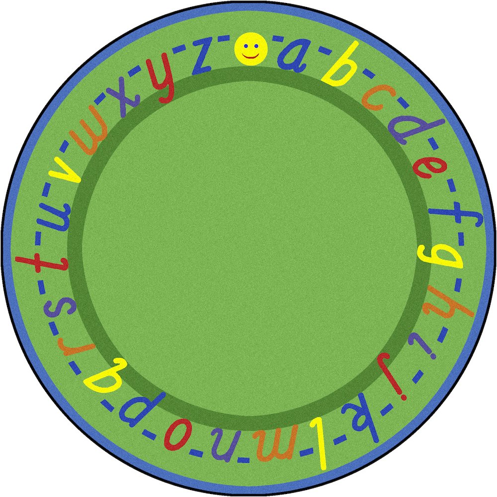 Kid Essentials AlphaScript 7'7" Round Area Rug in Color Green