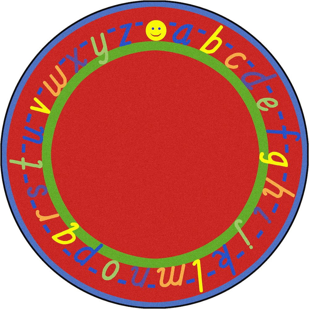 Kid Essentials AlphaScript 7'7" Round Area Rug in Color Red