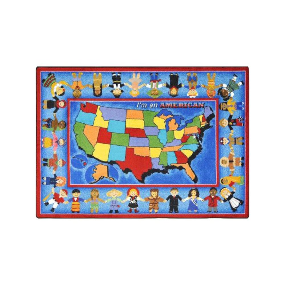 Kid Essentials I'm An American 13'2" Round Area Rug in Color Multi