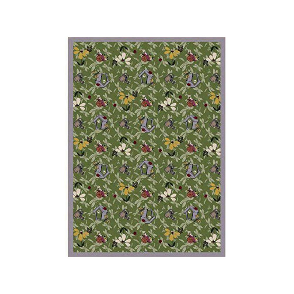 Kaleidoscope Flower Garden 3'10" x 5'4" Area Rug in Color Green