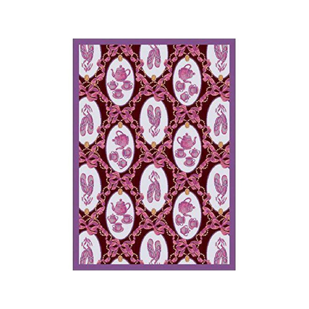 Kaleidoscope Ribbons and Bows 3'10" x 5'4" Area Rug in Color Wine