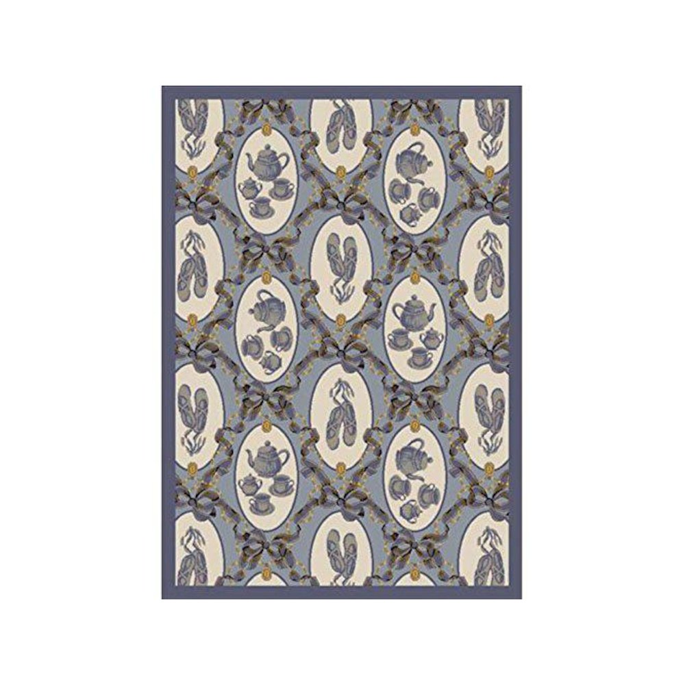 Kaleidoscope Ribbons and Bows 3'10" x 5'4" Area Rug in Color Blue