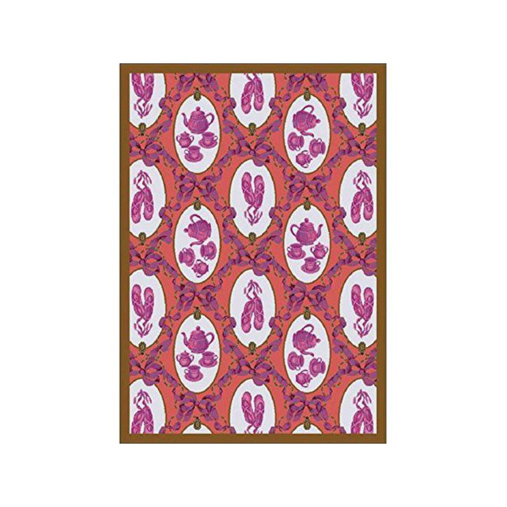 Kaleidoscope Ribbons and Bows 3'10" x 5'4" Area Rug in Color Rose