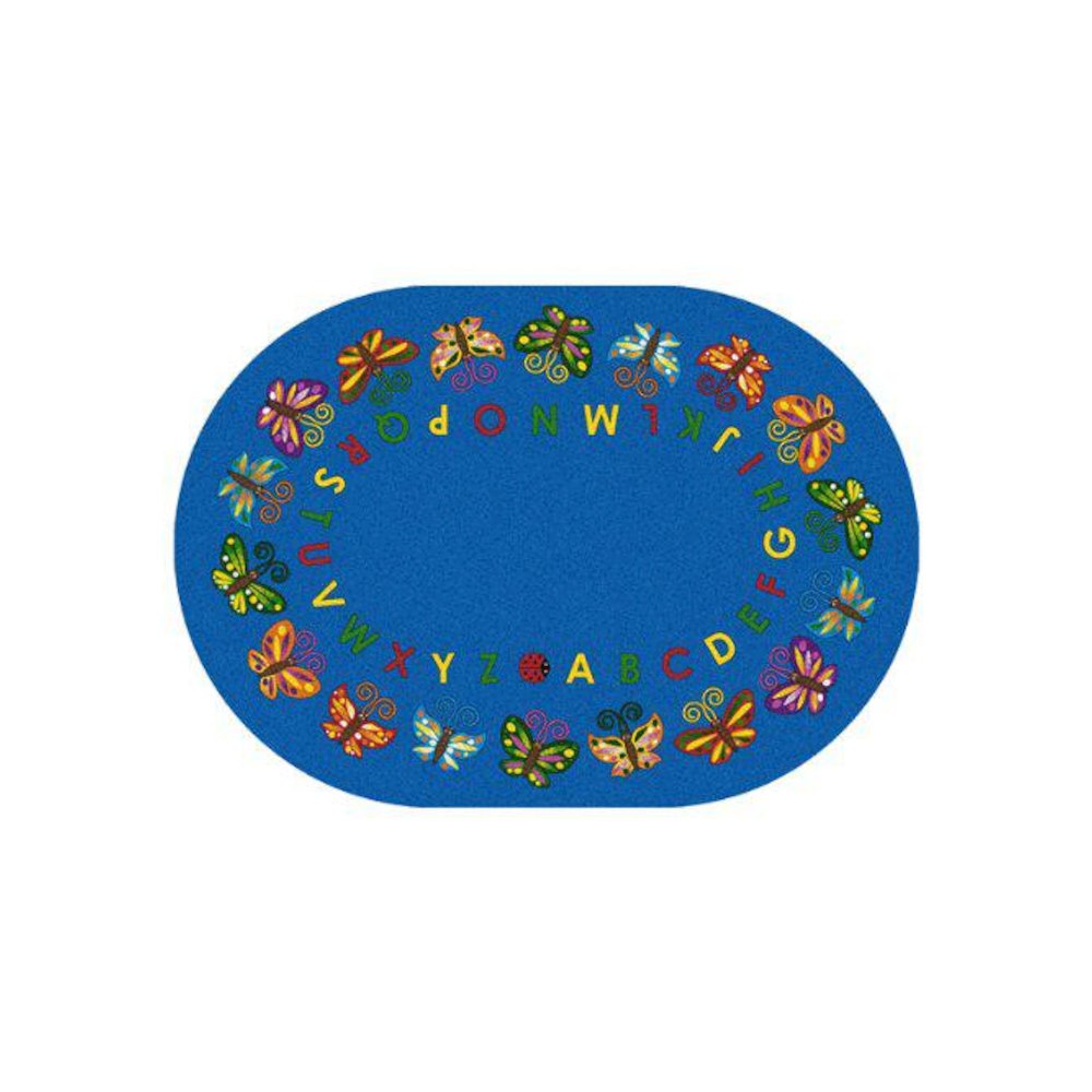 Kid Essentials Butterfly Delight 5'4" x 7'8" Oval Area Rug in Color Multi