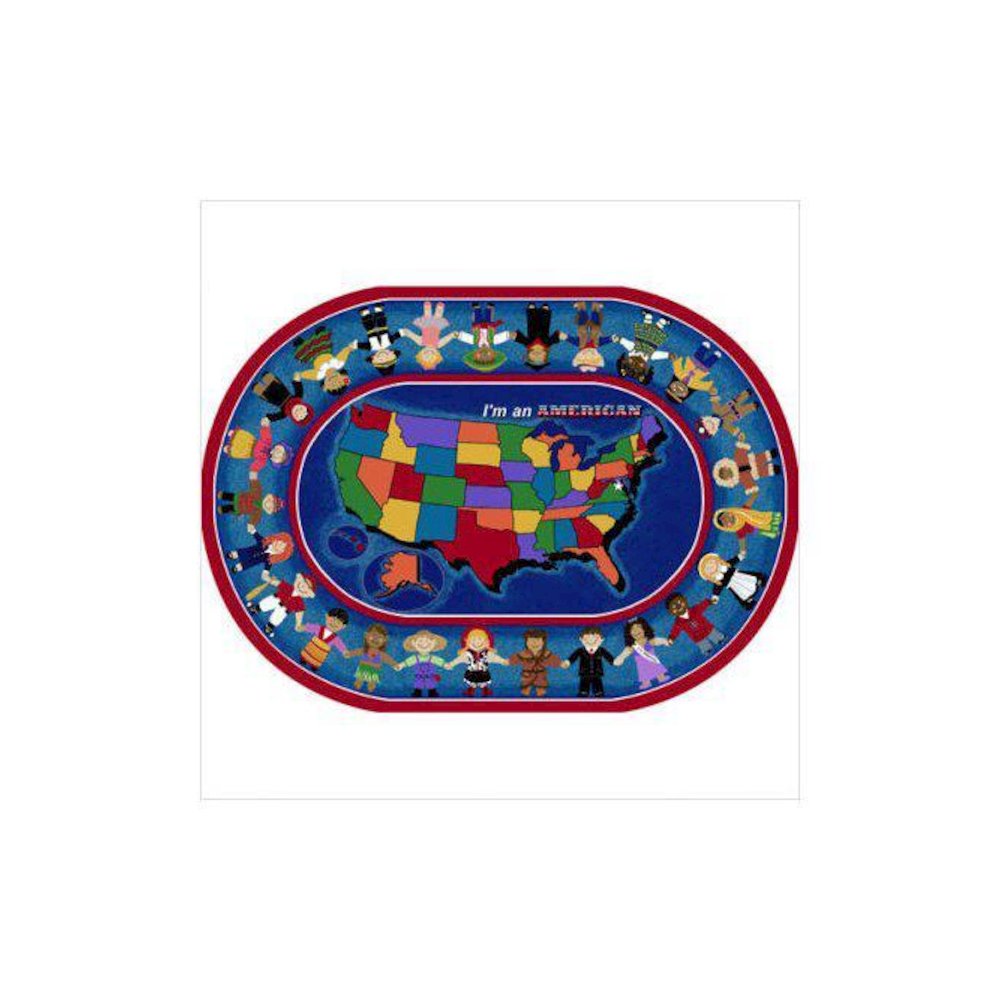 Kid Essentials I'm An American 5'4" x 7'8" Oval Area Rug in Color Multi
