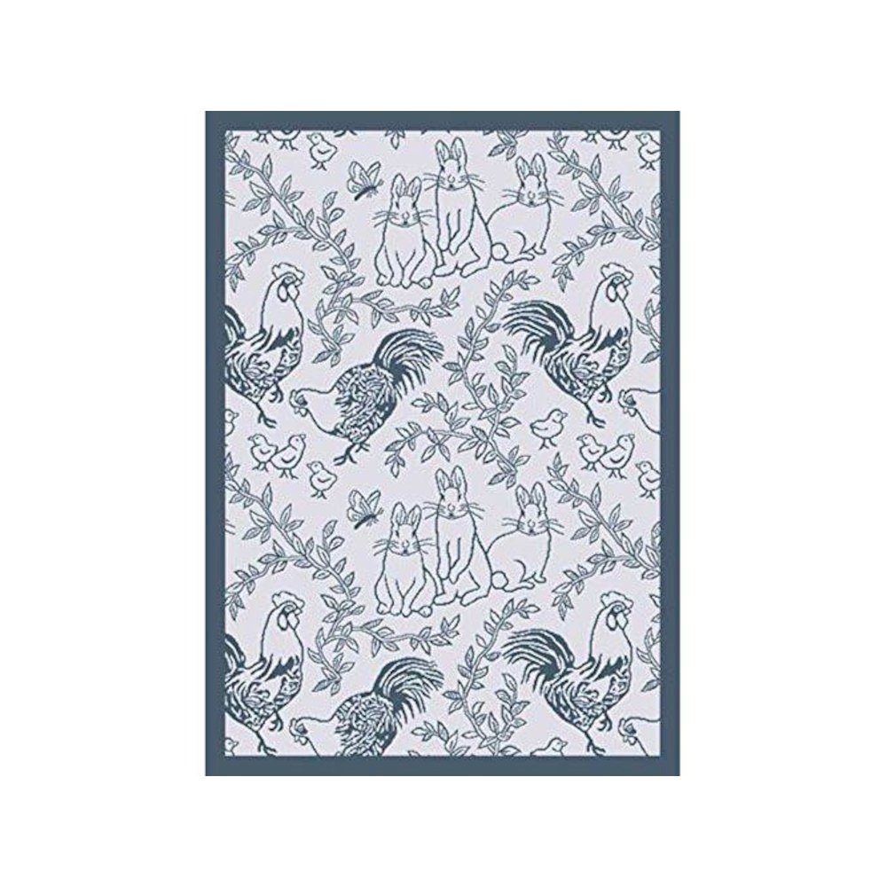 Kaleidoscope Feathers & Fur 5'4" x 7'8" Area Rug in Color Blue