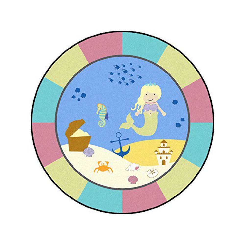 Kid Essentials Lil' Mermaid 7'7" Round Area Rug in Color Multi