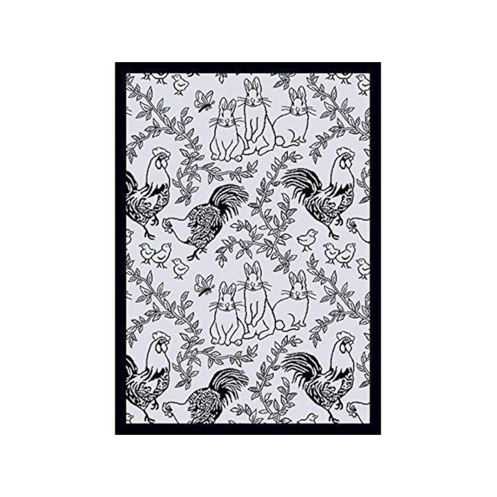 Kaleidoscope Feathers & Fur 7'8" x 10'9" Area Rug in Color Black