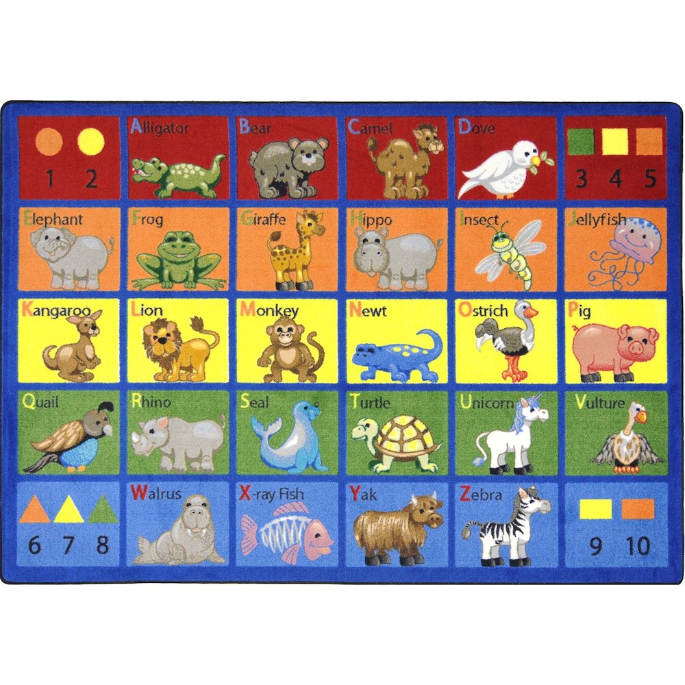 Kid Essentials Animal Phonics 5'4" x 7'8" Area Rug in Color Multi