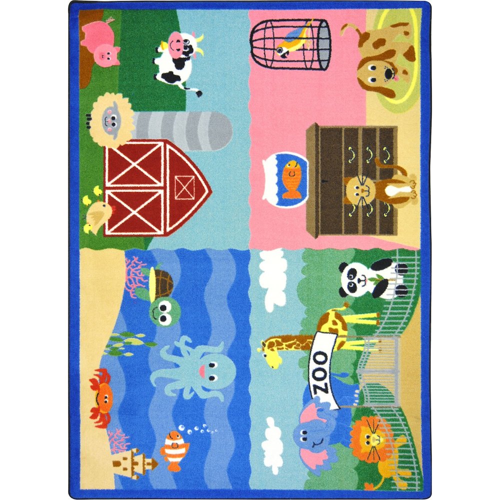 Kid Essentials Animals All Around 3'10" x 5'4" Area Rug in Color Multi