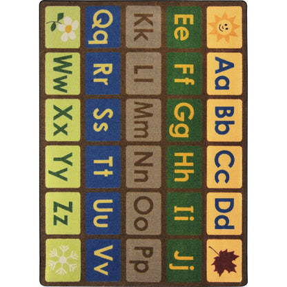 Kid Essentials Any Day Alphabet 5'4" x 7'8" Area Rug in Color Earthtone